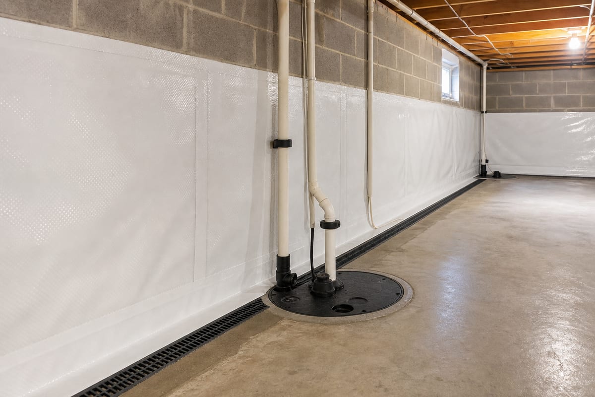 Basement waterproofing with perimeter drain and sump system in McDonough GA