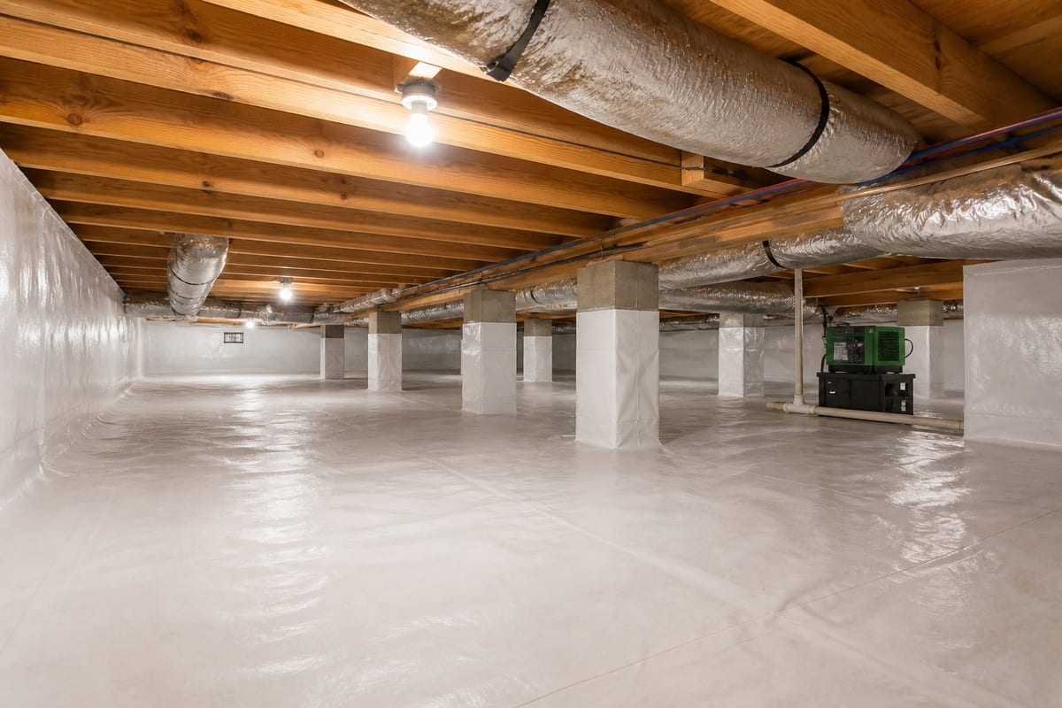 Encapsulated crawl space with sealed vapor barrier for McDonough GA moisture control